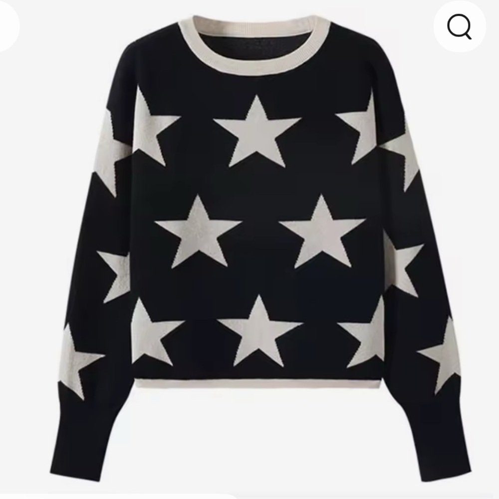 Black and White Star Pattern Sweater
